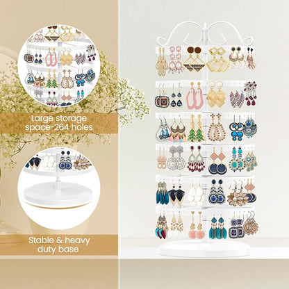 MODOWEY Rotating Earring Holder Organizer Stand, 6 Tier Large Capacity Jewelry - Image 4
