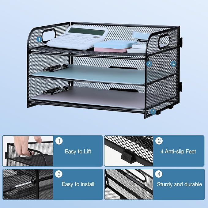 3-Tier Letter Tray Paper Organizer - Image 5