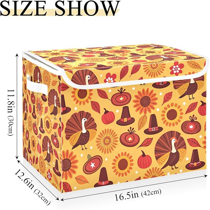 Thanksgiving Sunflower Turkey Storage Bins - Image 3