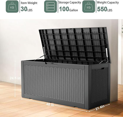 DRATO 100 Gallon Large Deck Box, Outdoor Storage Box - Image 6