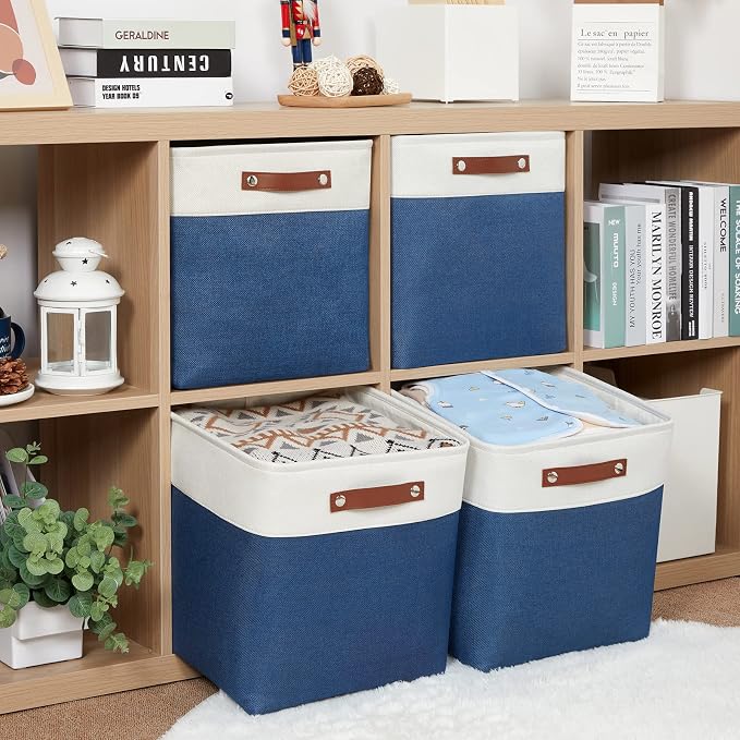 HNZIGE Cube Storage Baskets for Shelves, Fabric Storage Basket - Image 3