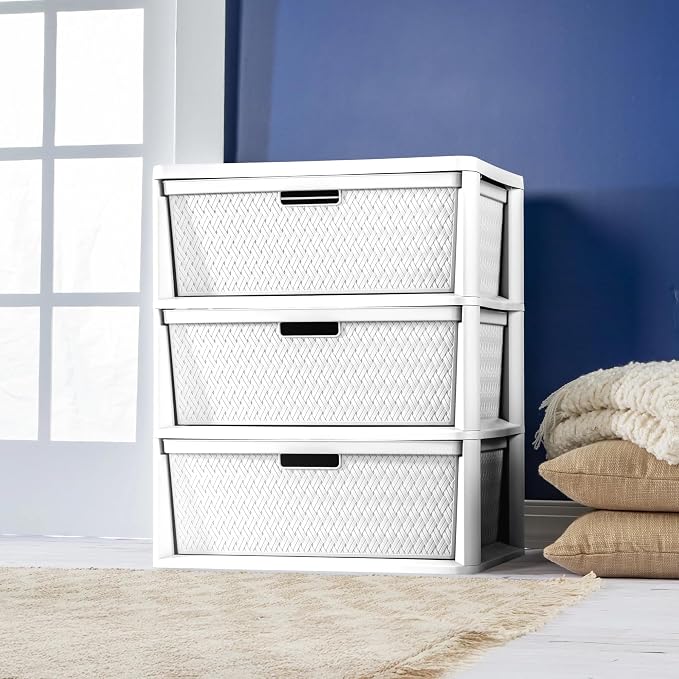 Wide 3 Drawer Storage Unit, Easy Assembly Tool-Free, Removable Decorative - Image 2