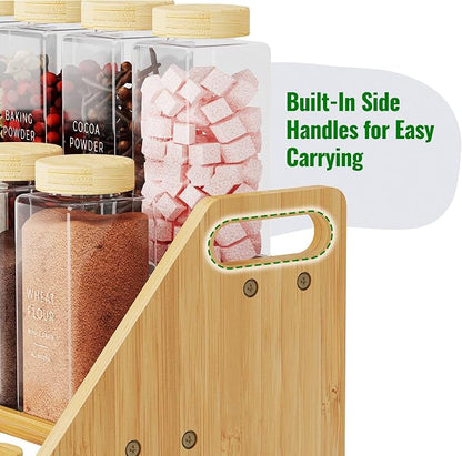 NiHome Cabinet & Countertop Expandable 3-Tier Bamboo Spice Rack - Image 4