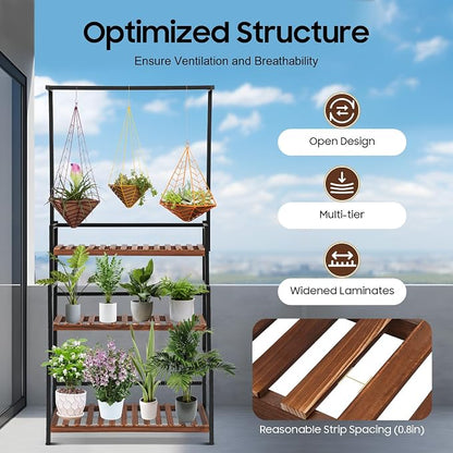 3 Tier Metal Plant Stand, Corner Flower Pot Holder Rack, Stair-Step Style - Image 5