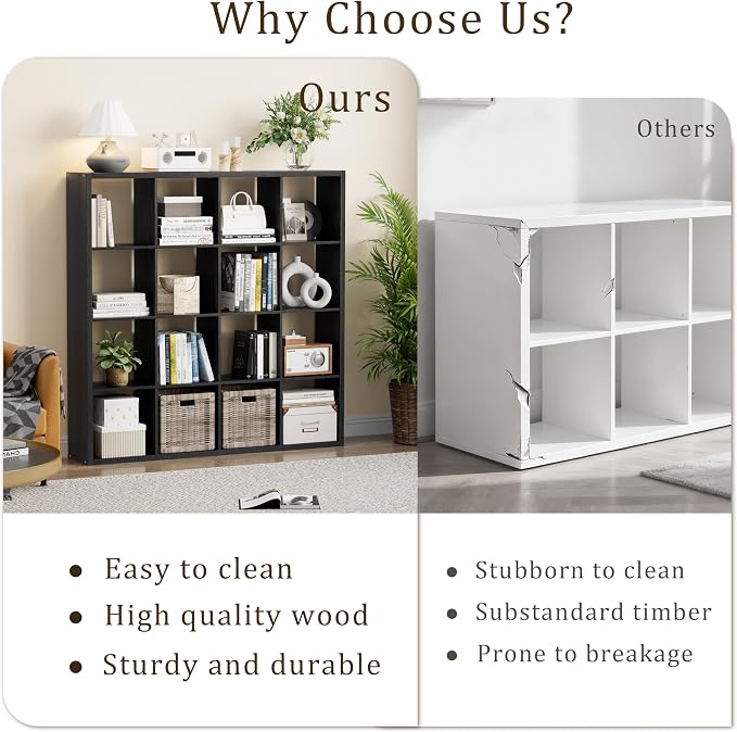 VDNEND Cube Storage Organizer Bookcase, Decorative 11 inch Open Back Cubical - Image 6