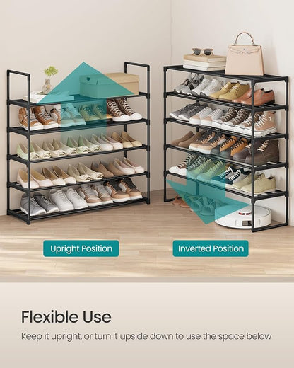 SONGMICS Shoe Rack, 5-Tier Shoe Organizer, Metal Storage Shelf, Upright or - Image 4