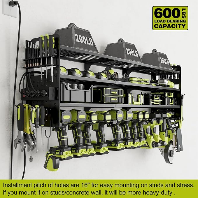12 Cordless Drill Holder Large Power Tool Organizer Wall Mount - Image 7