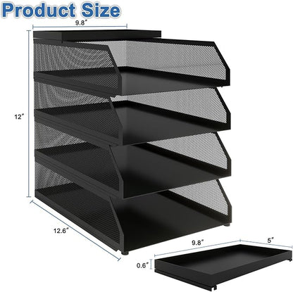 Natwind 4-Tier Desk Organizer, Stackable Paper Tray, Desk Accessories, Metal - Image 2