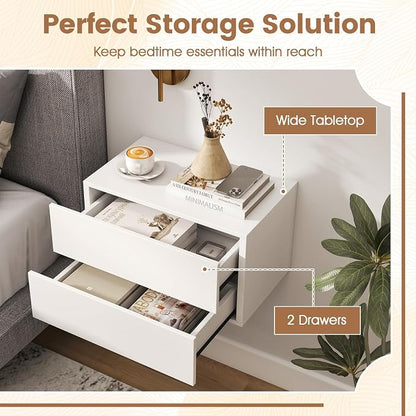 KOMFOTT Floating Nightstand Set of 2, Wall Mounted Night Stand - Image 7
