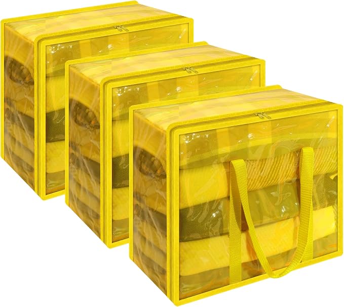 Vieshful 40L Yellow Clear Clothes Storage Bag Colorful Clothes Organizer by Vieshful