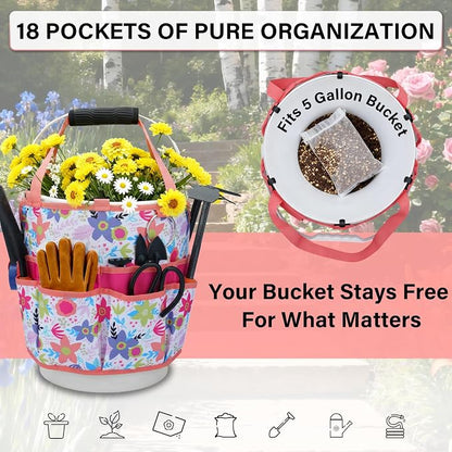 KUNN 5 Gallon Bucket Organizer 18-Pocket Bucket Tool Bag - Image 4