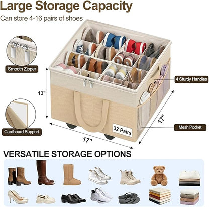 Large Shoe Organizer for Closet, 16 Pairs Shoe Storage Box - Image 4