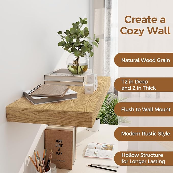 12 Inch Deep Floating Shelves, 24 x 12 Floating Shelf - Image 5