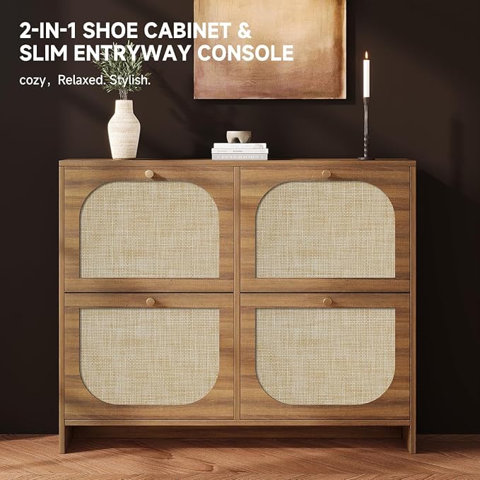 Rattan Shoe Cabinet for Entryway - Image 3