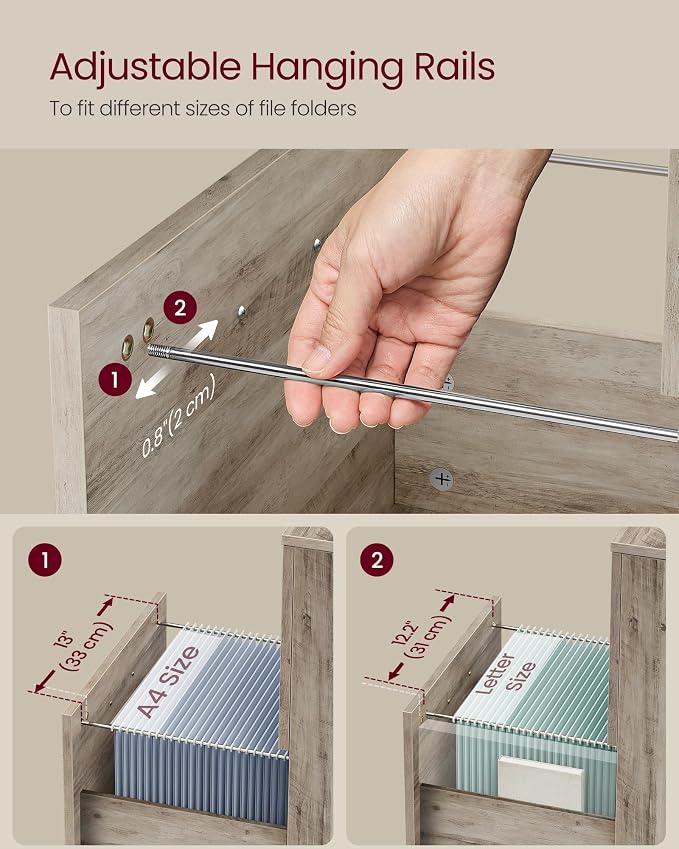 VASAGLE 2-Drawer File Cabinet, Small Rolling Filing Cabinet - Image 5