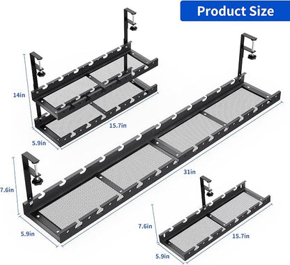31Inch Extendable Under Desk Cable Management Tray Multi-Model Metal Cable - Image 7