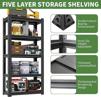72" H Garage Shelves, Garage Shelving Heavy Duty, 2500Lbs 5 Tier Adjustable - Image 4