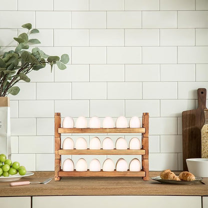 CVHOMEDECO. Wooden Egg Holder Fresh Egg Holders Countertop Firewood Egg - Image 7
