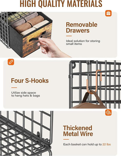 Closet Hanging Organizer with Drawers, 6 Tier Metal Closet Organizers and - Image 3