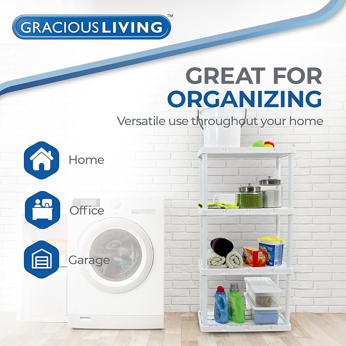 Gracious Living XL Heavy-Duty Storage Shelves, Knect-A-Shelf 4-Shelf Ventilated - Image 5