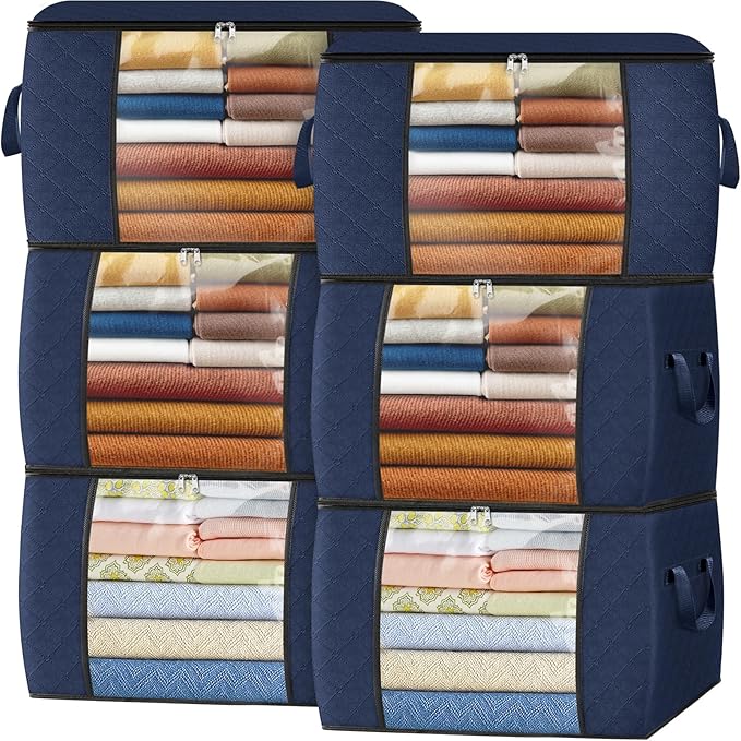 Fab totes 24 Gallons Clothes Storage, Foldable Thick Fabric Blanket Storage Bags by Fabtotes