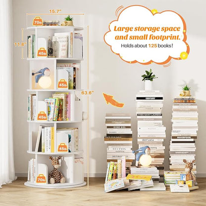 Aheaplus Rotating Bookshelf, 360 Display Wood Spinning Bookshelf Tower - Image 7