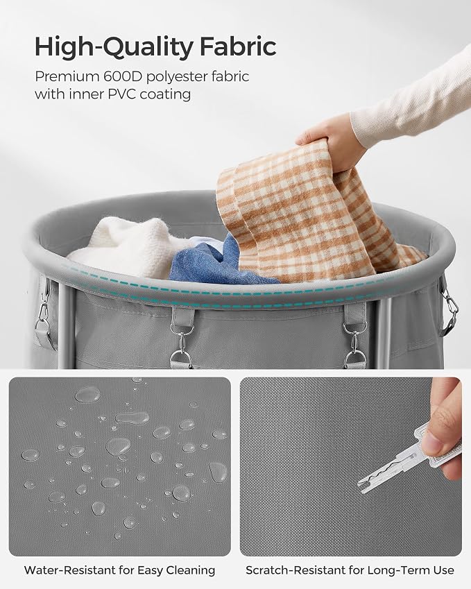 SONGMICS Laundry Basket, Rolling Steel Frame - Image 5