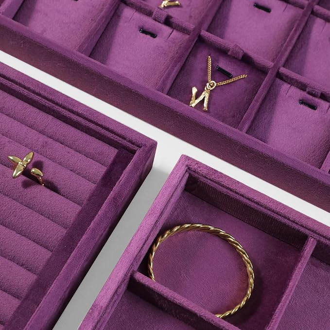 Velvet Stackable Jewelry Display Tray, 12 Grid Watch Bangle Bracelet Storage - Image 7