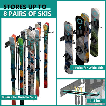 EVERHANGER Wall Mount Ski Rack for Garage, Ski Storage Hangers for - Image 4