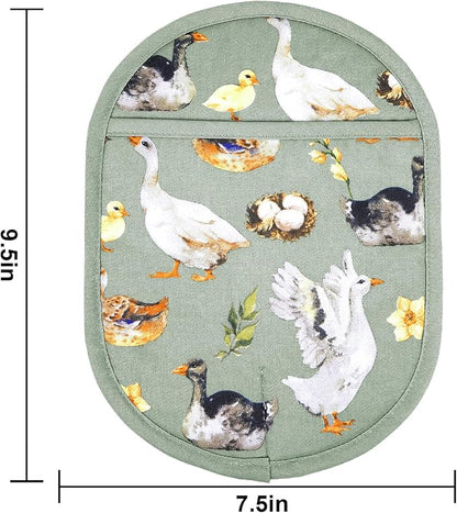Pot Holders Set of 2 with Transparent Clear Silicone Shell and Nice Duck Flower - Image 2