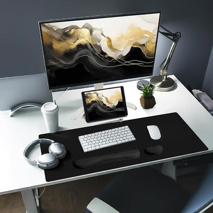 Bloss Leather Desk Pad and Keyboard Wrist Rest, Non-Slip Large Mouse Pad + - Image 3