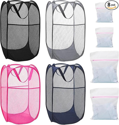 4 Pack Mesh Pop Up Laundry Hamper, FHDUSRYO Foldable Pop Up Hamper | by FHDUSRYO
