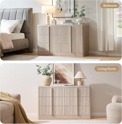 Fluted Dresser for Bedroom, Modern TV Stand Set, Curved Profile Design - Image 5