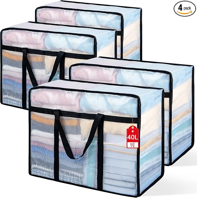 4 Pack Clear Blanket Storage Bags by Besslly