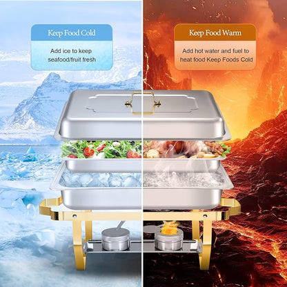 Rengue 9.5QT Chafing Dishes for Buffet, Buffet Servers and Warmers Heating & - Image 3