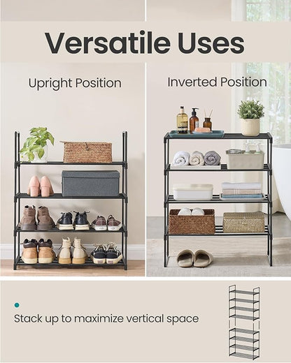 SONGMICS Shoe Rack, 4-Tier Shoe Organizer, Metal Storage Shelf, Upright or - Image 4