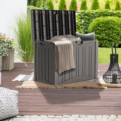 45 Gallon Deck Box, Resin Outdoor Indoor Waterproof Storage Box, Lockable - Image 5