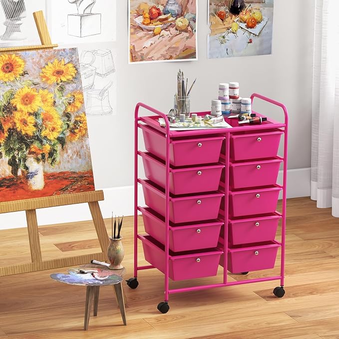 Giantex 10 Drawers Rolling Cart, Classroom Organizers, Storage Cart - Image 4