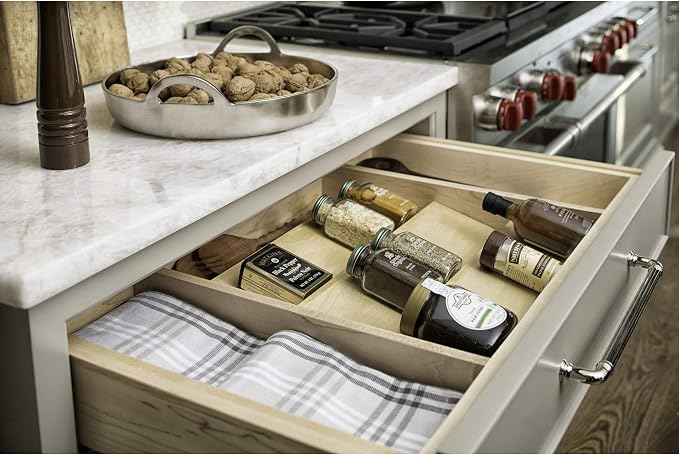 Rev-A-Shelf 3-Tier Wood Trim-to-Custom-Fit Spice Rack Drawer Insert, Maple - Image 9