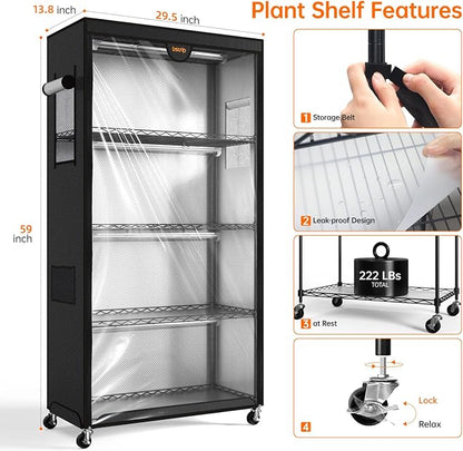 Bstrip Indoor Greenhouse with Grow Light, Plant Stand with 4 Pack 24W Full - Image 8