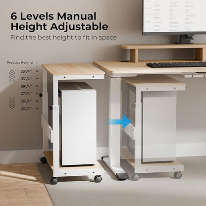EUREKA ERGONOMIC PC Stand Computer Cart, Height Adjustable Tower Stand 2-Tier - Image 7