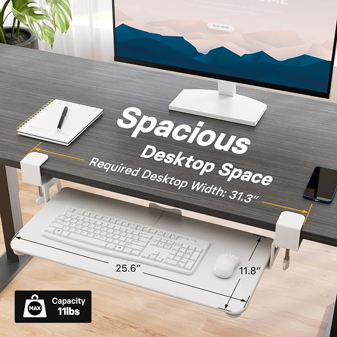 BONTEC KMT01 Under Desk Keyboard Tray, Pull-Out Keyboard & Mouse Platform - Image 5