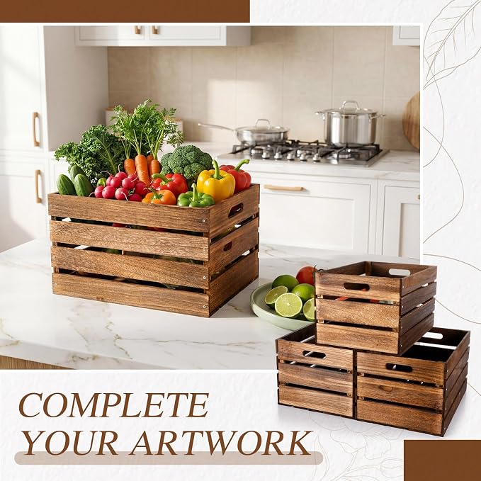 Weysat 3 Pack Large Wood Crates Box - Image 5