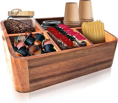 Dstuff Acacia Wood Coffee Station Organizer by Dstuff