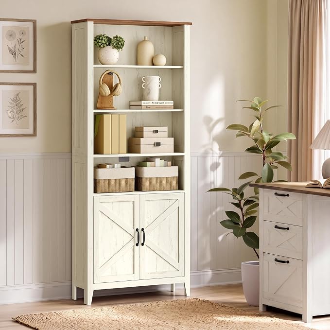 VASAGLE Liry Collection Farmhouse Bookshelf, 6-Tier Bookcase by VASAGLEbySONGMICSHOME