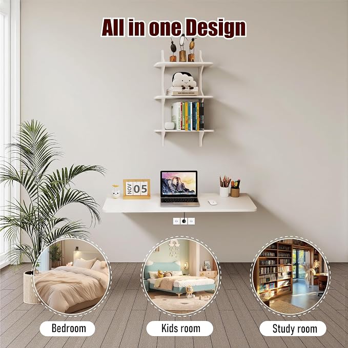 Pmnianhua Wall Mounted Folding Table, Foldable Drop Leaf Table, Wall Mount Fold - Image 6