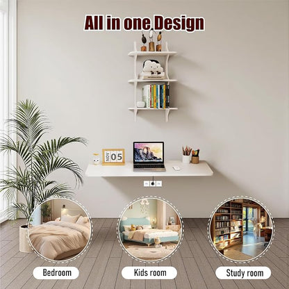 Pmnianhua Wall Mounted Folding Table, Foldable Drop Leaf Table, Wall Mount Fold - Image 6