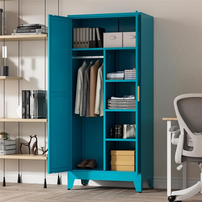 71" Tall Metal Wardrobe Closet - Image 5