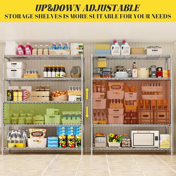 45" W x 20" D x 72" H Heavy Duty Wire Shelving Unit, 5-Tier Utility Storage - Image 6