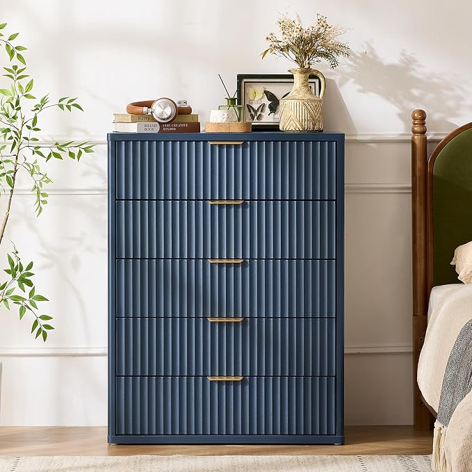 Fluted 5 Drawers Dresser for Bedroom, Living Room - Image 5
